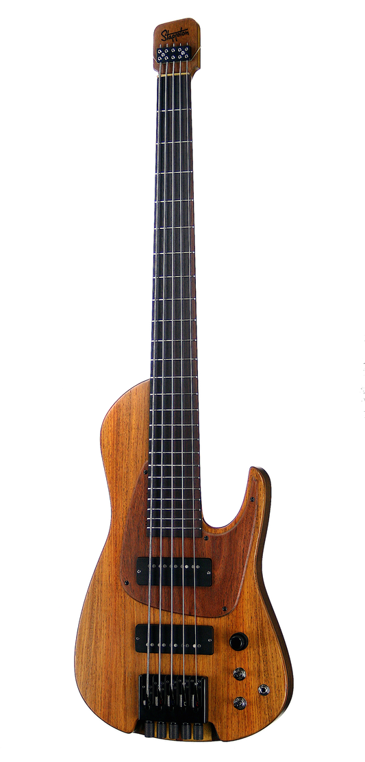 5-String headless neck thought bass guitar.